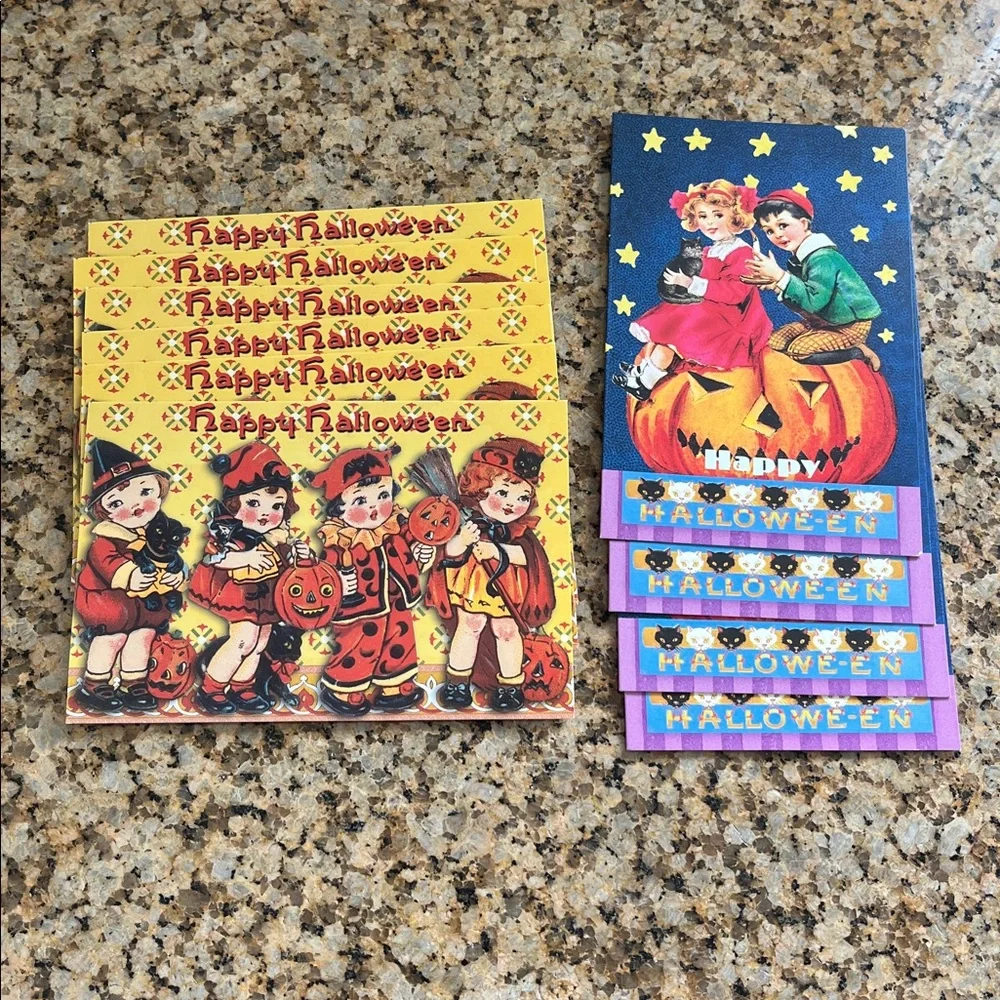 Set of 10 Vintage-Look Halloween Greeting Cards